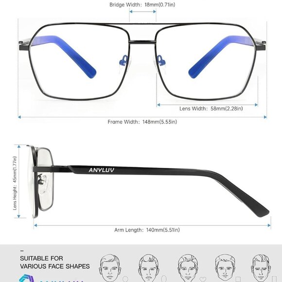 Blue Light Glasses Men/Women, Blue Light Blocking Glasses, Computer Screen Block - Picture 4 of 7